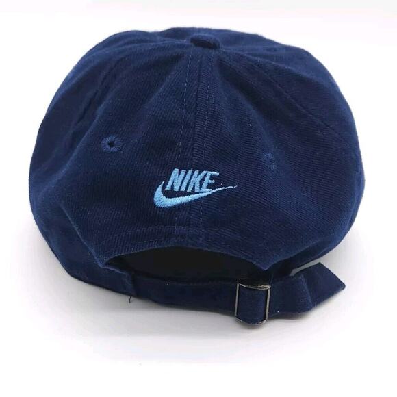 Vintage Nike Swoosh Strapback Hat Dad Ball Cap Blue Embroidered Center Check - Picture 5 of 7